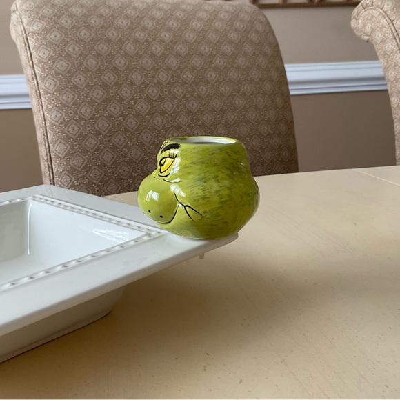 Dr. Seuss Christmas Grinch Head Toothpick Holder Platter Decoration + Bonus - Picture 3 of 7